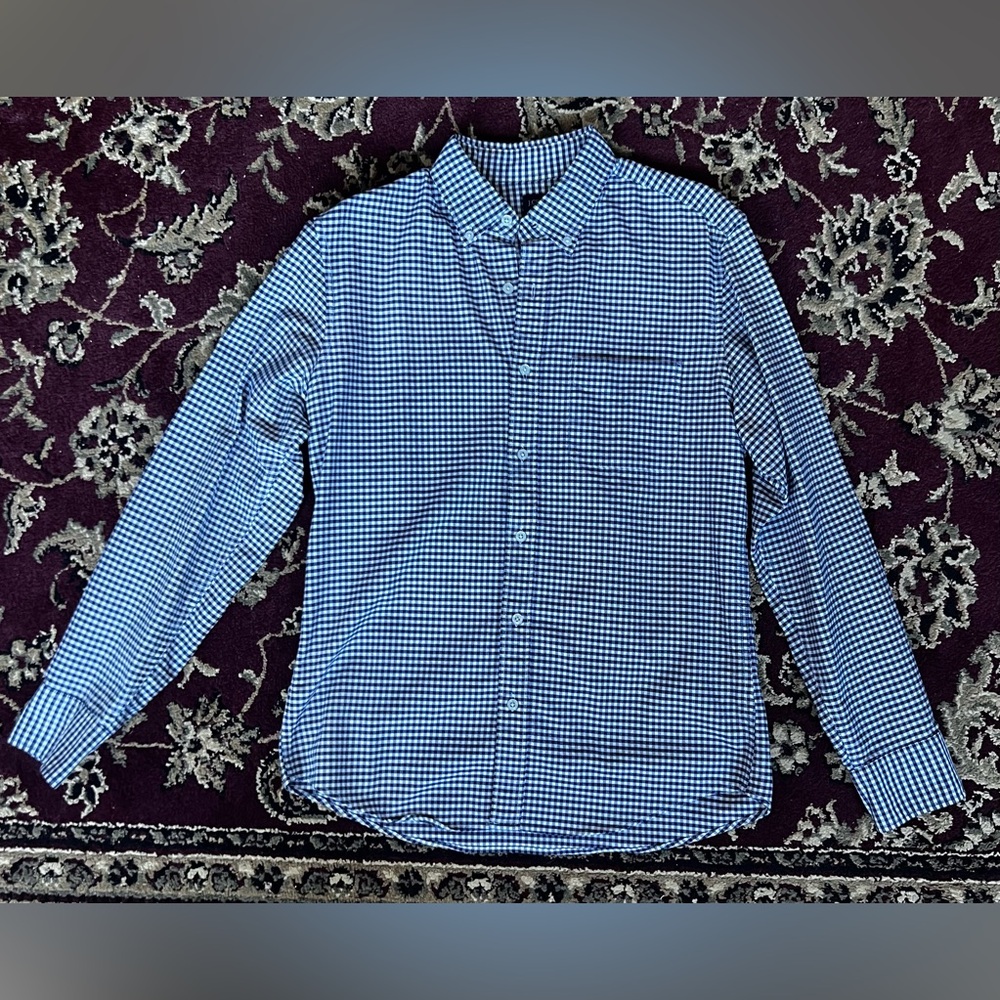 Vintage J Crew FLEX Men's Blue Gingham Check Shirt size M